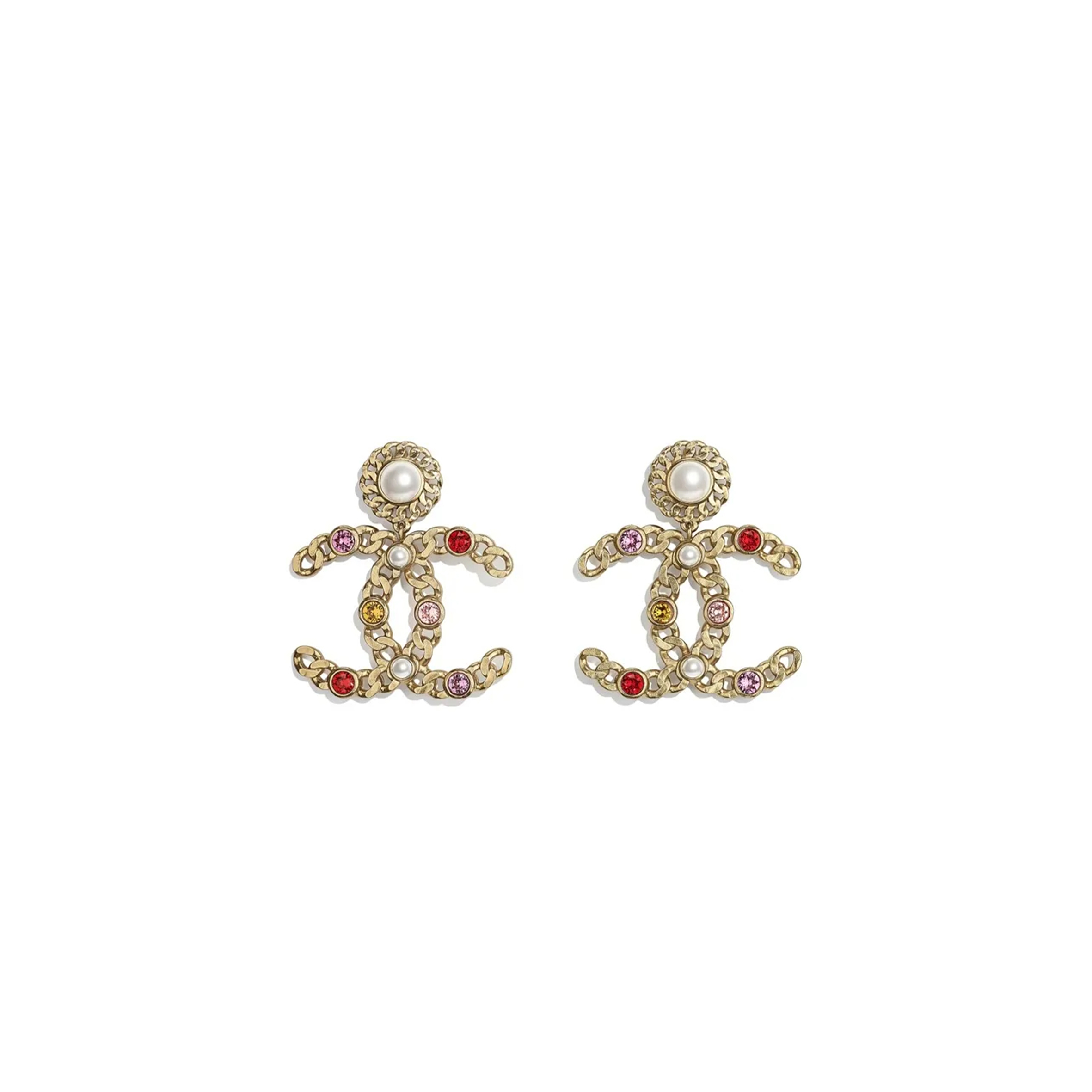 Ch**el cc pearl crystal chain drop earrings ab5680